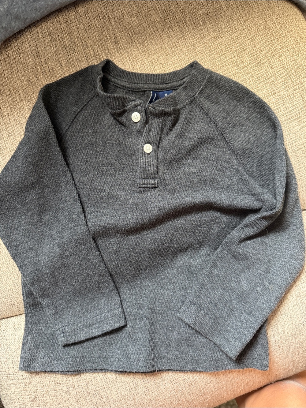 2T Janie and Jack Gray Henley Knit Shirt